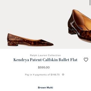 Ralph Lauren Collection Kendrya Patent Calfskin Ballet Flat